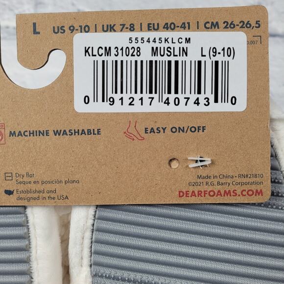 Dearfoams Lane Teddy Slide Memory Foam Slippers in Muslin size Large (9-10) - Picture 10 of 15